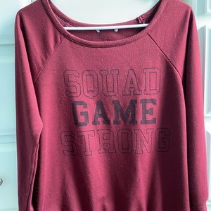 SQUAD GAME STRONG maroon crewneck
